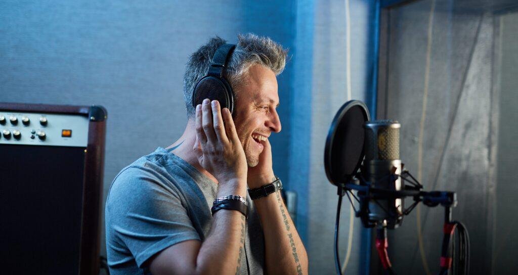 Singing in studio